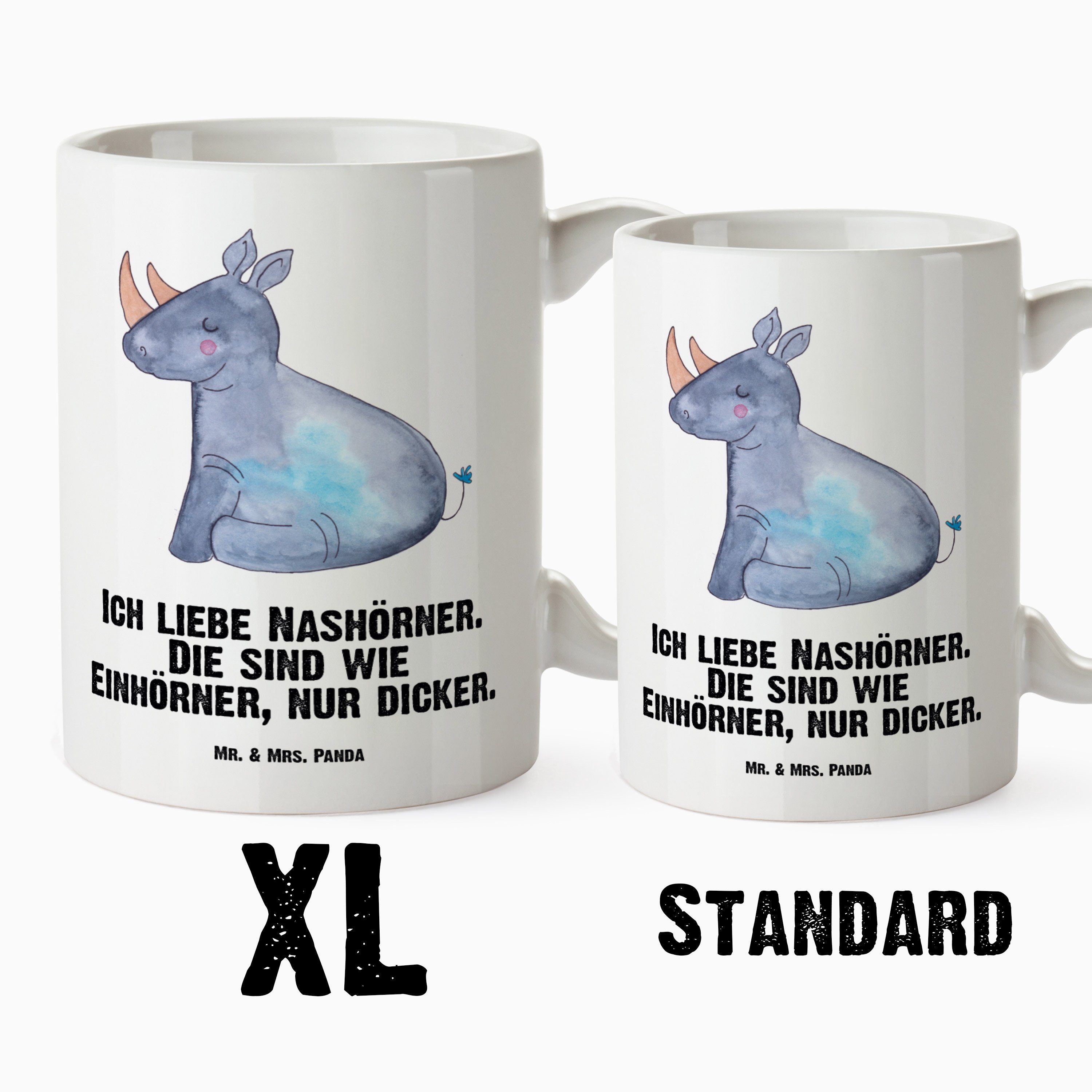 - - XL Tasse Tasse, Panda & Nashorn Einhorn Tasse Weiß Teetasse, Große Tasse, Keramik Geschenk, XL Mrs. XL Mr.