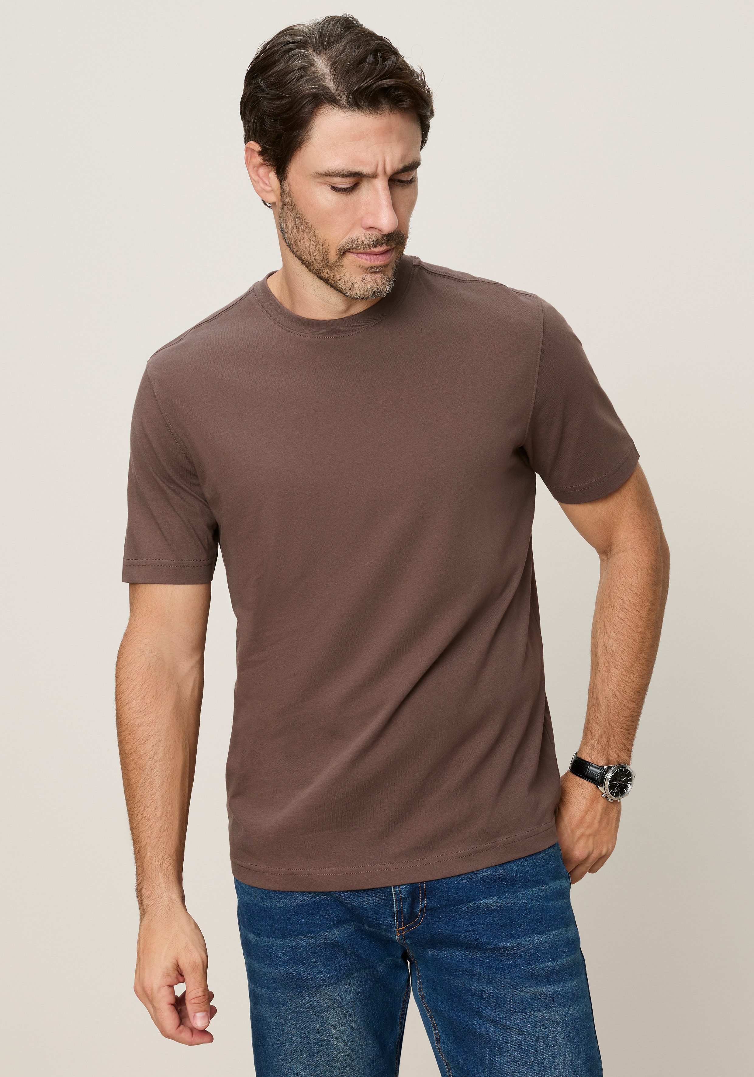 Man's World Rundhalsshirt (5er-Pack) Kurzarm, Regular Fit, unifarben, Rundhals, aus Baumwolle