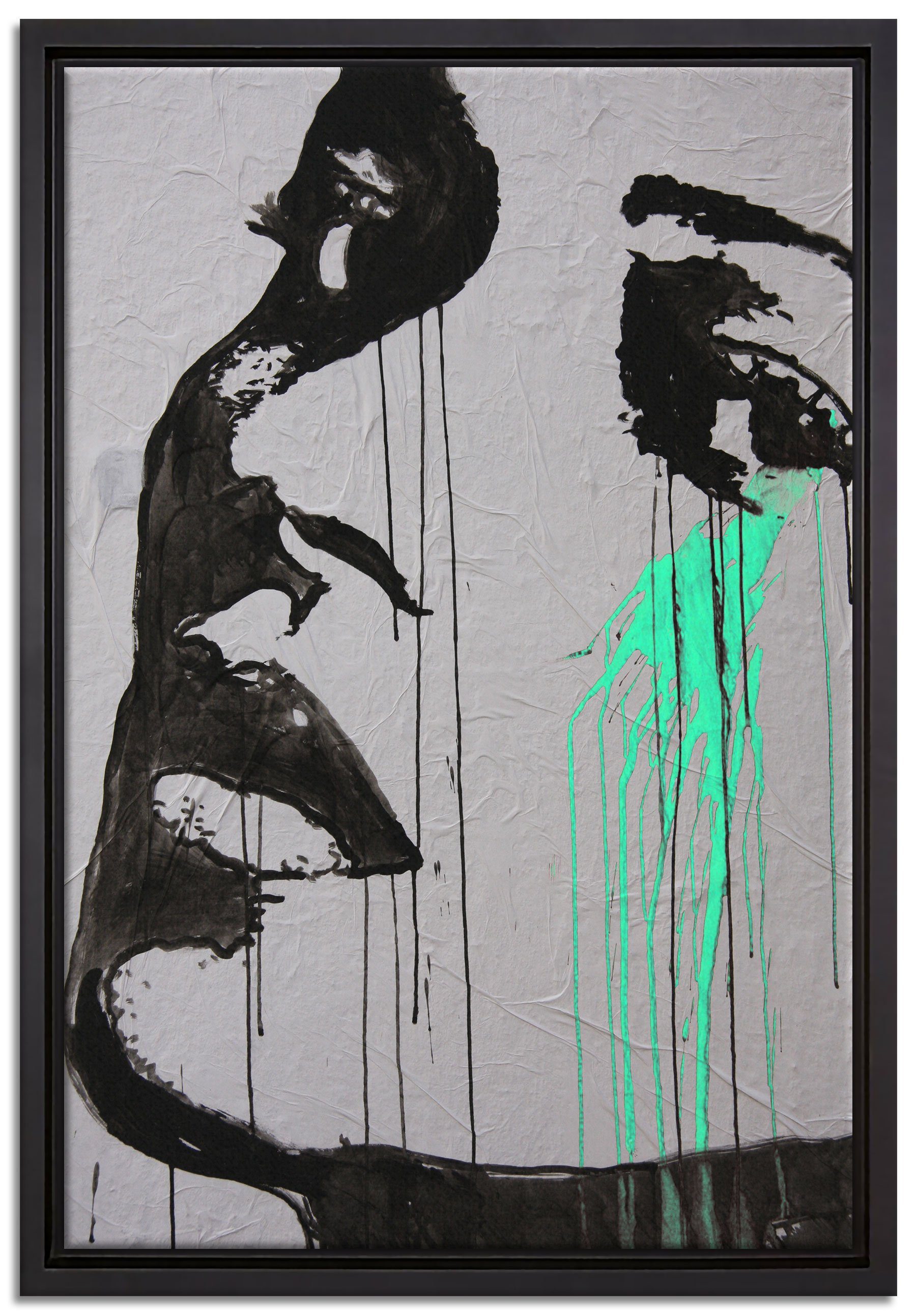 Pixxprint Leinwandbild Abstrakt gezeichnete Frau, Wanddekoration (1 St), Leinwandbild fertig bespannt, in einem Schattenfugen-Bilderrahmen gefasst, inkl. Zackenaufhänger