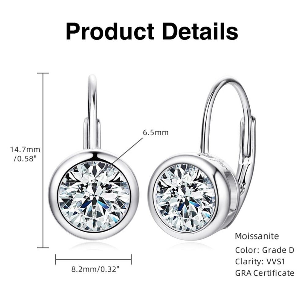ROUGEMONT Paar Creolen Moissanit Damen Creolen Ohrhänger 925 sterling Silber 18K Gold, Echtschmuck mit Echtheitszertifikat