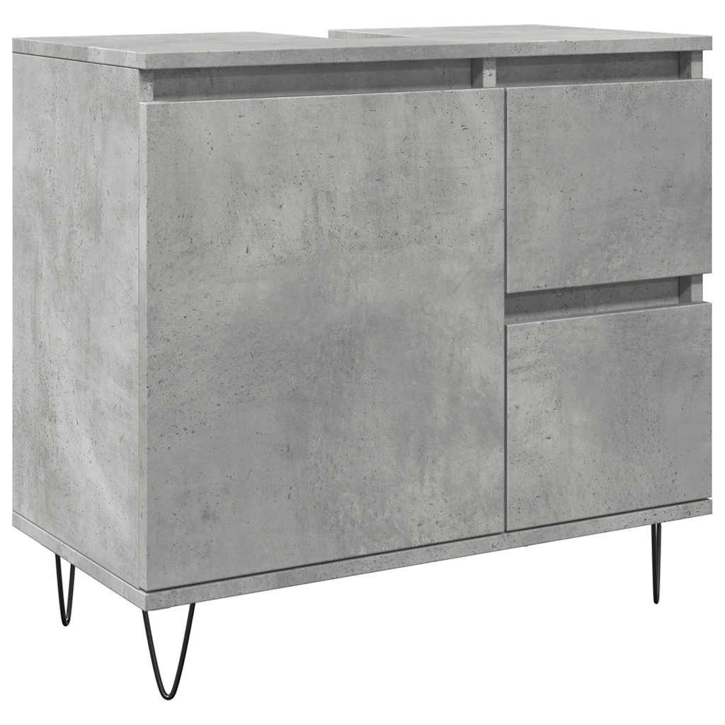vidaXL Badezimmer-Set Waschbeckenunterschrank Betongrau 65x33x60 cm Holzwerkstoff, (1-St)
