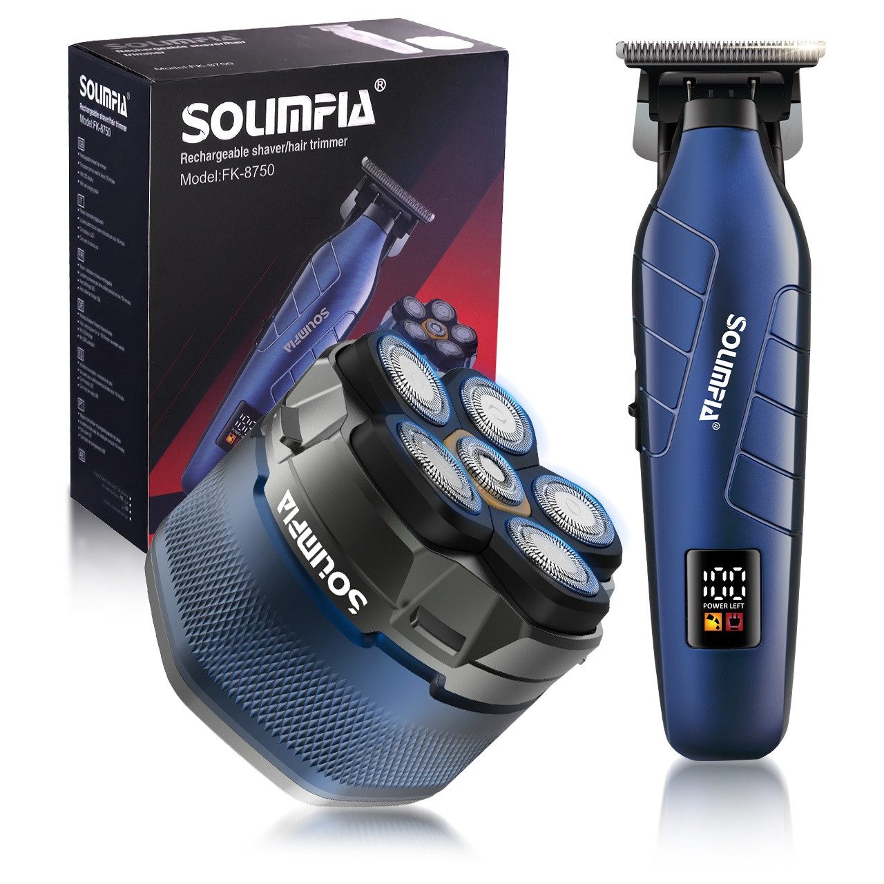 Scttomon Haarschneider FK-8750, Set aus Elektrorasierer und Haartrimmer, Blau