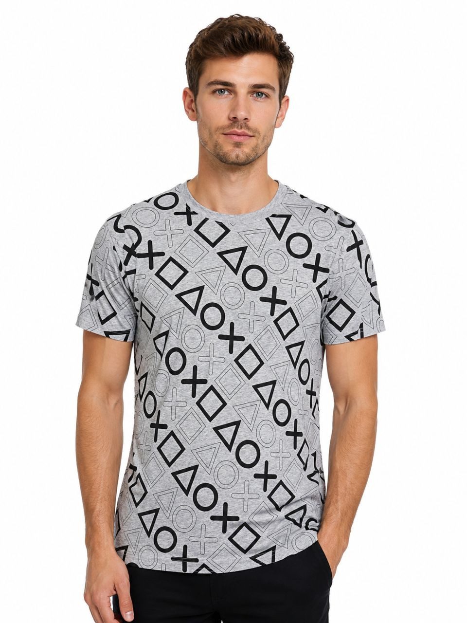 Playstation Print-Shirt Playstation Logo Sony T-Shirt Grau all over print