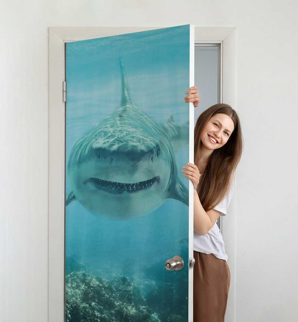 Thumbnail - MyMaxxi Dekorationsfolie Türtapete Türposter Türfolie selbstklebend Raubfisch Hai Türaufkleber, (Haifisch, 1St.}, Klebef...
