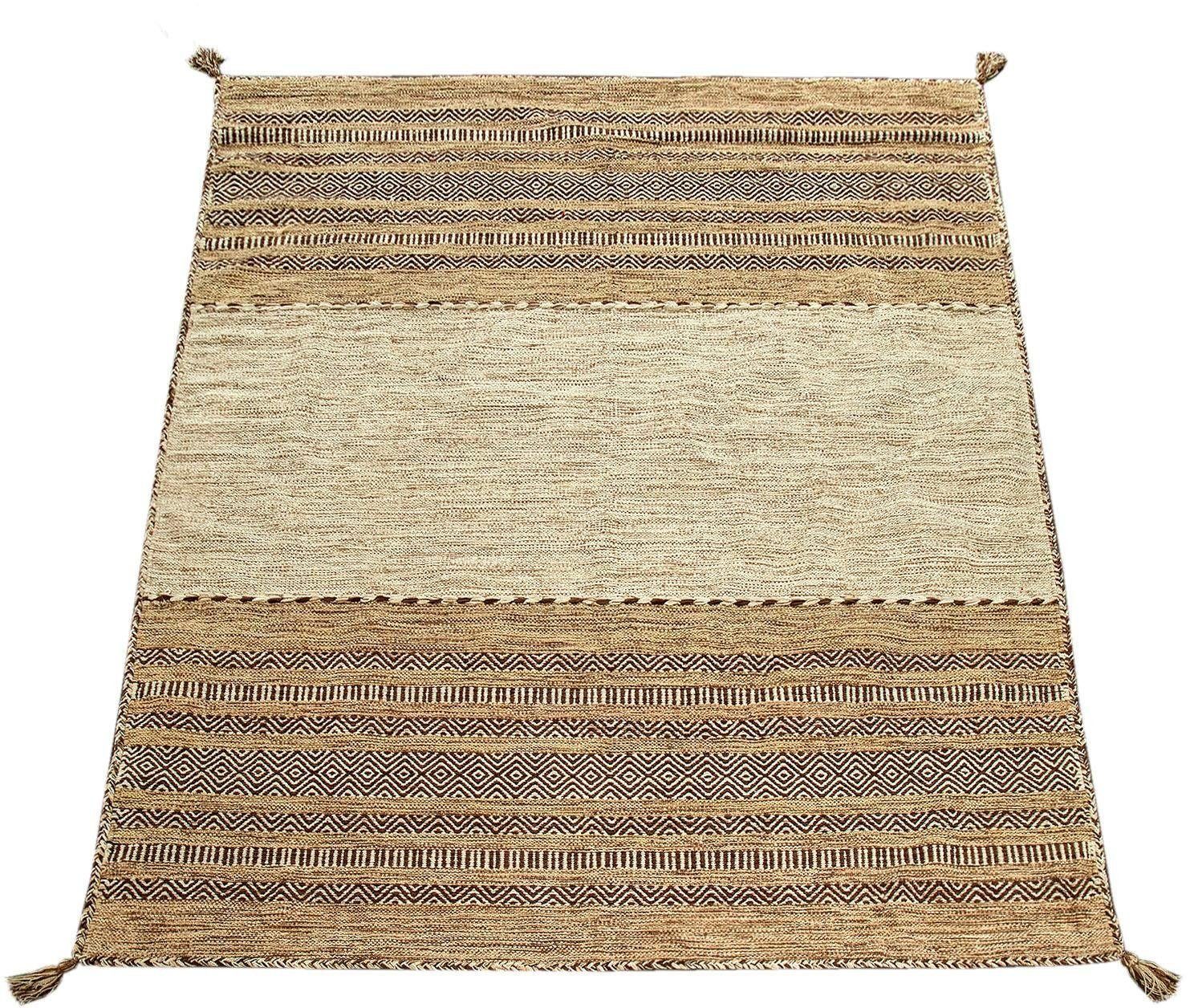 Paco Home Teppich Kilim 217, rechteckig, Höhe: 12 mm, handgewebter Wendeteppich, reine Baumwolle, gestreift, Wohnzimmer
