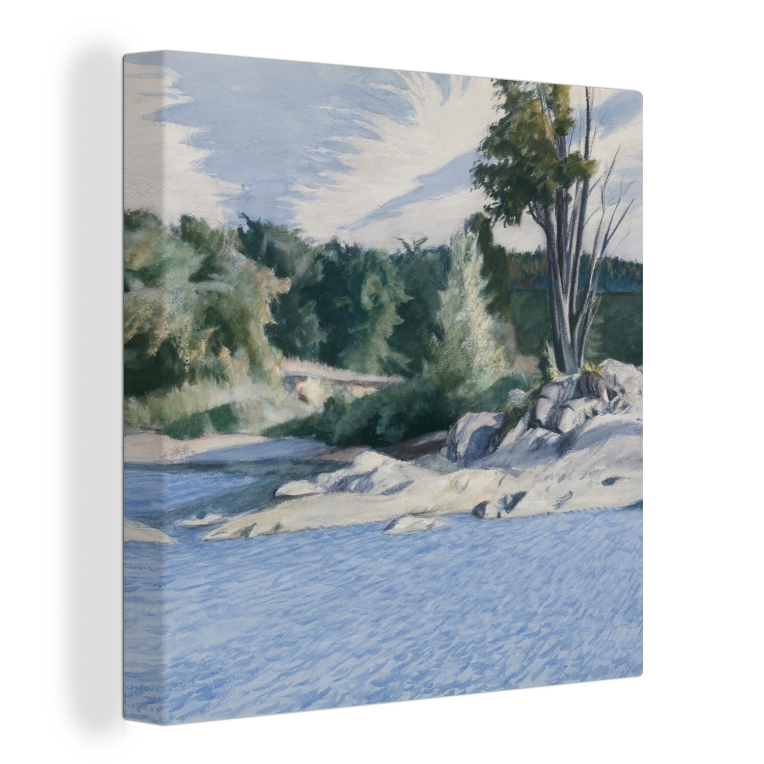 OneMillionCanvasses® Leinwandbild Weißer Fluss bei Sharon - Edward Hopper, (1 St), Leinwand Bilder für Wohnzimmer Schlafzimmer bunt