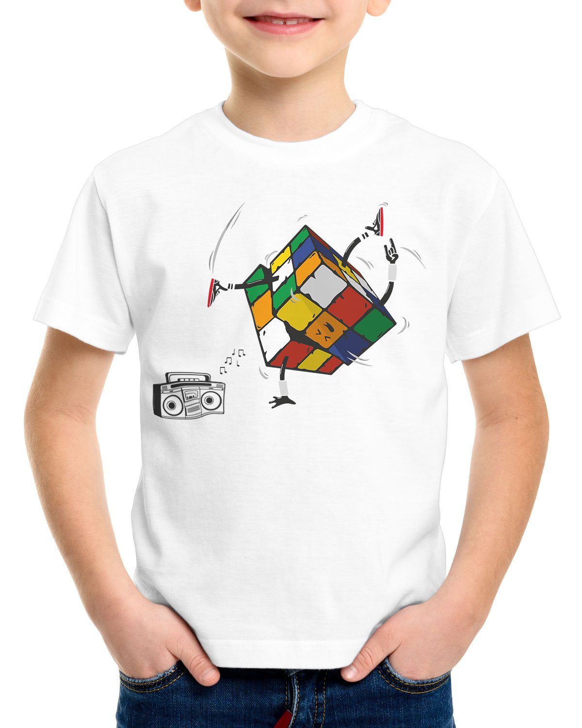 style3 Print-Shirt Kinder T-Shirt Cube Breakdance zauberwürfel sheldon weiß