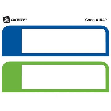 Avery Zweckform Etiketten 80x Namensschilder im Block Weiß Rahmen Blau/Grün, Namensschild Namens-Etikett Aufkleber Namens-Etiketten