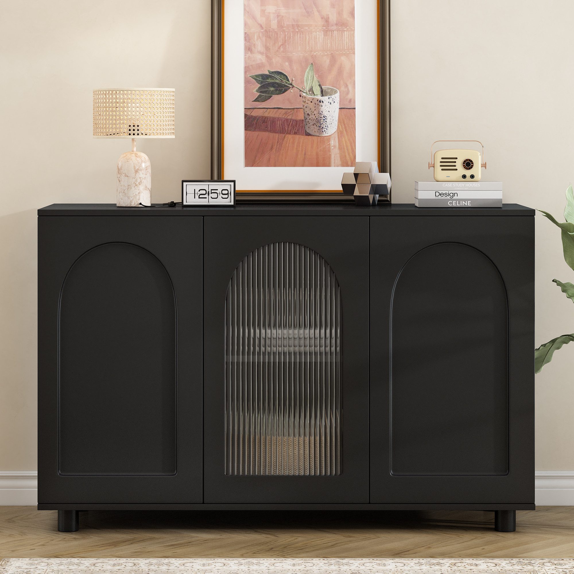 STILVORA Sideboard mit Glastür,Aufbewahrungsschrank Beistellschrank grifflo günstig online kaufen