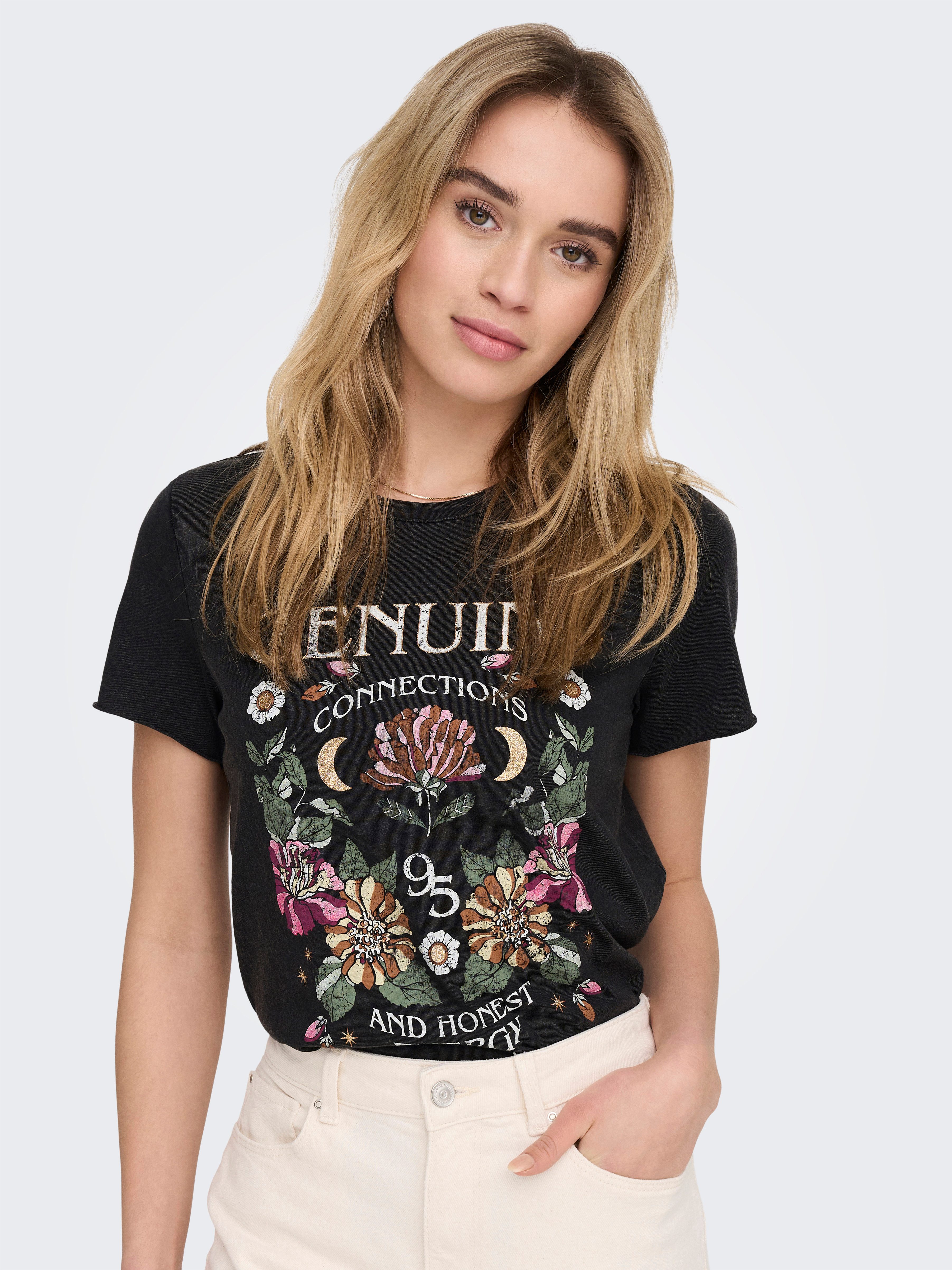 ONLY Rundhalsshirt ONLLUCY REG S/S TOP JRS NOOS unterschiedlich bedruckt günstig online kaufen