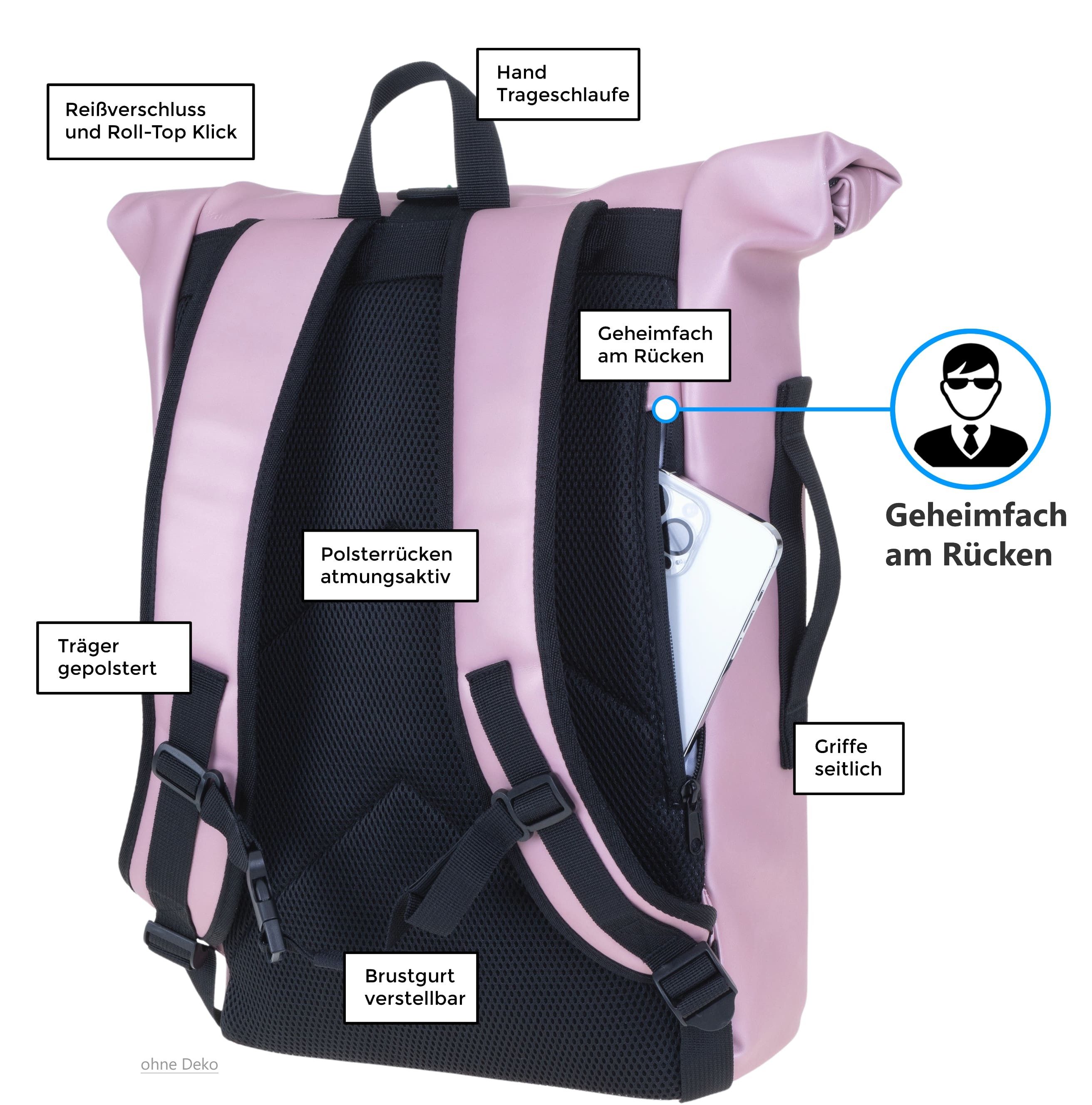 ELEPHANT Freizeitrucksack Time Bag aus Plane, Rucksack Laptoprucksack Daypack wasserabweisend + Trinkflasche