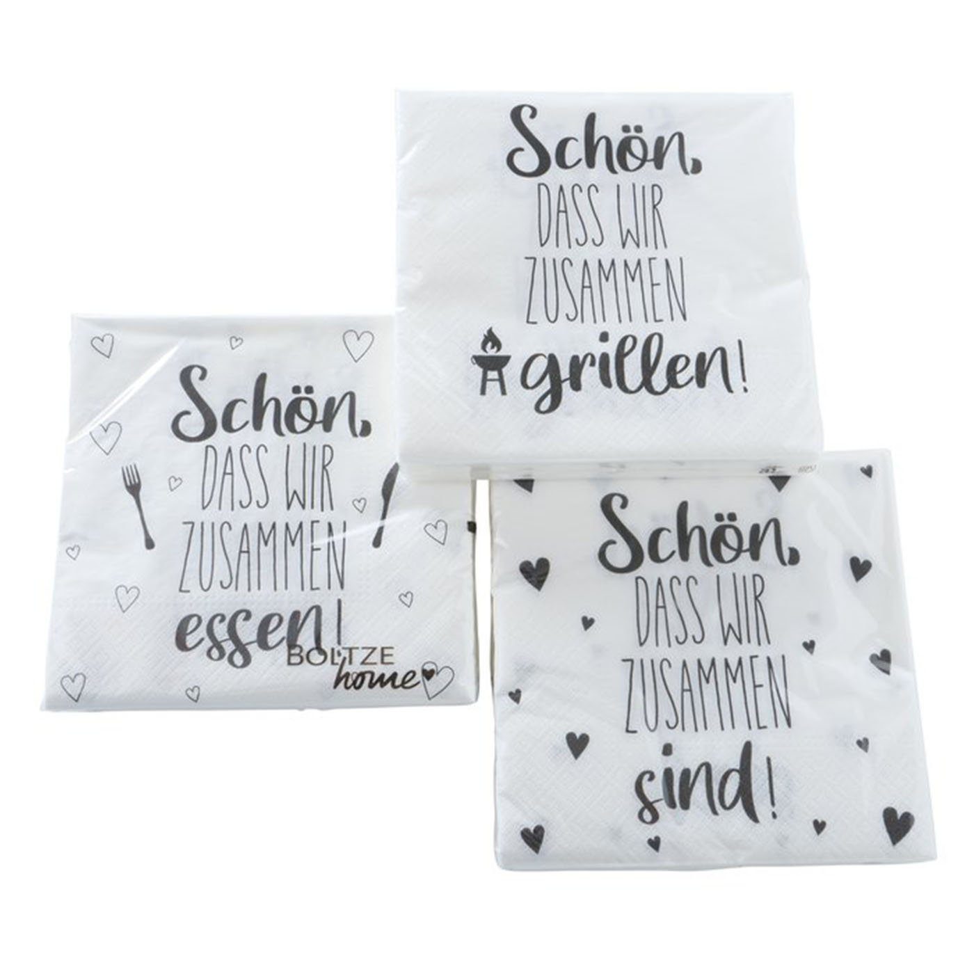 BOLTZE Papierserviette Салфетки " Schön " 3er Set 60 Stück Papierservietten 33x 33 cm