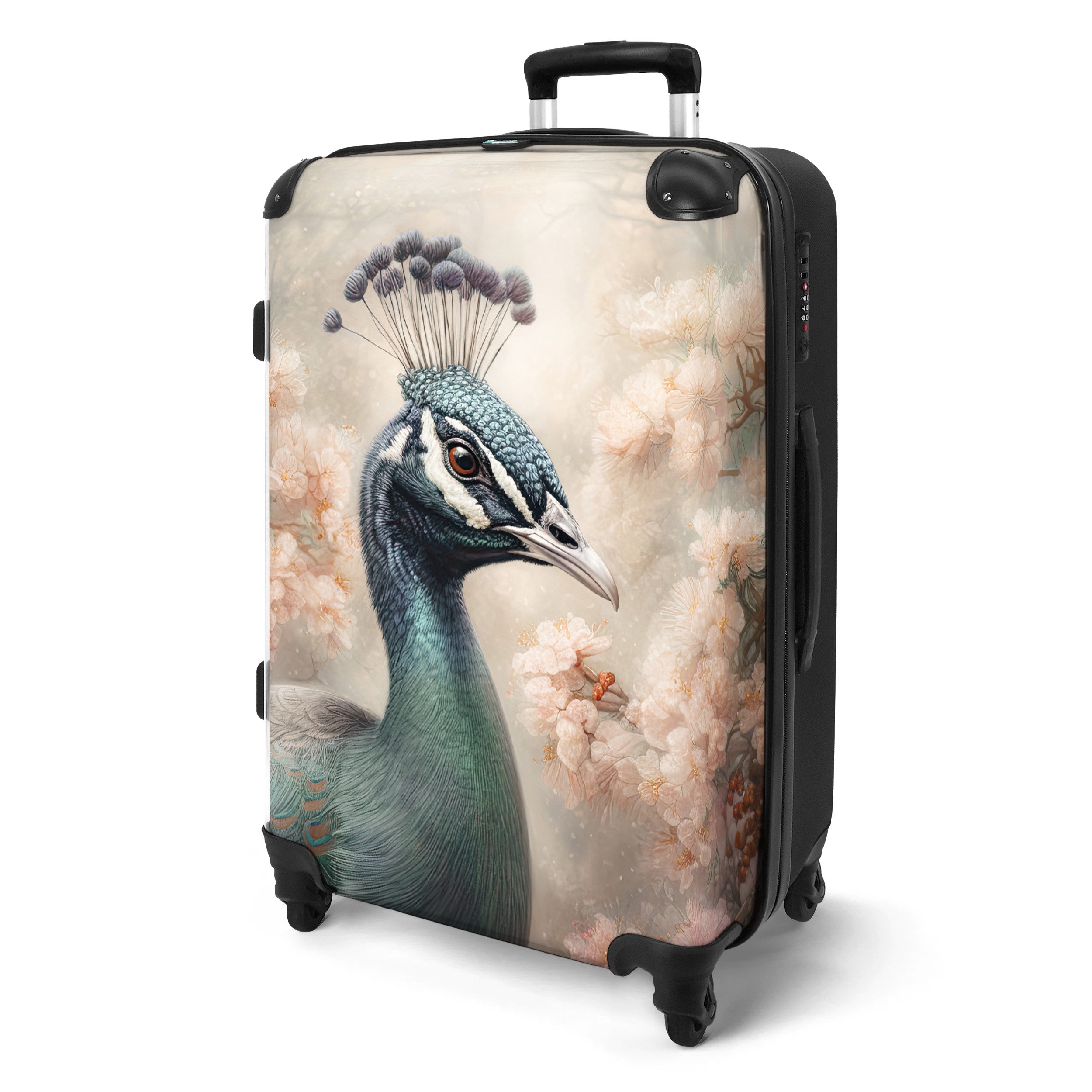 NoBoringSuitcases.com© Hartschalen-Trolley Pfau - Vögel - günstig online kaufen