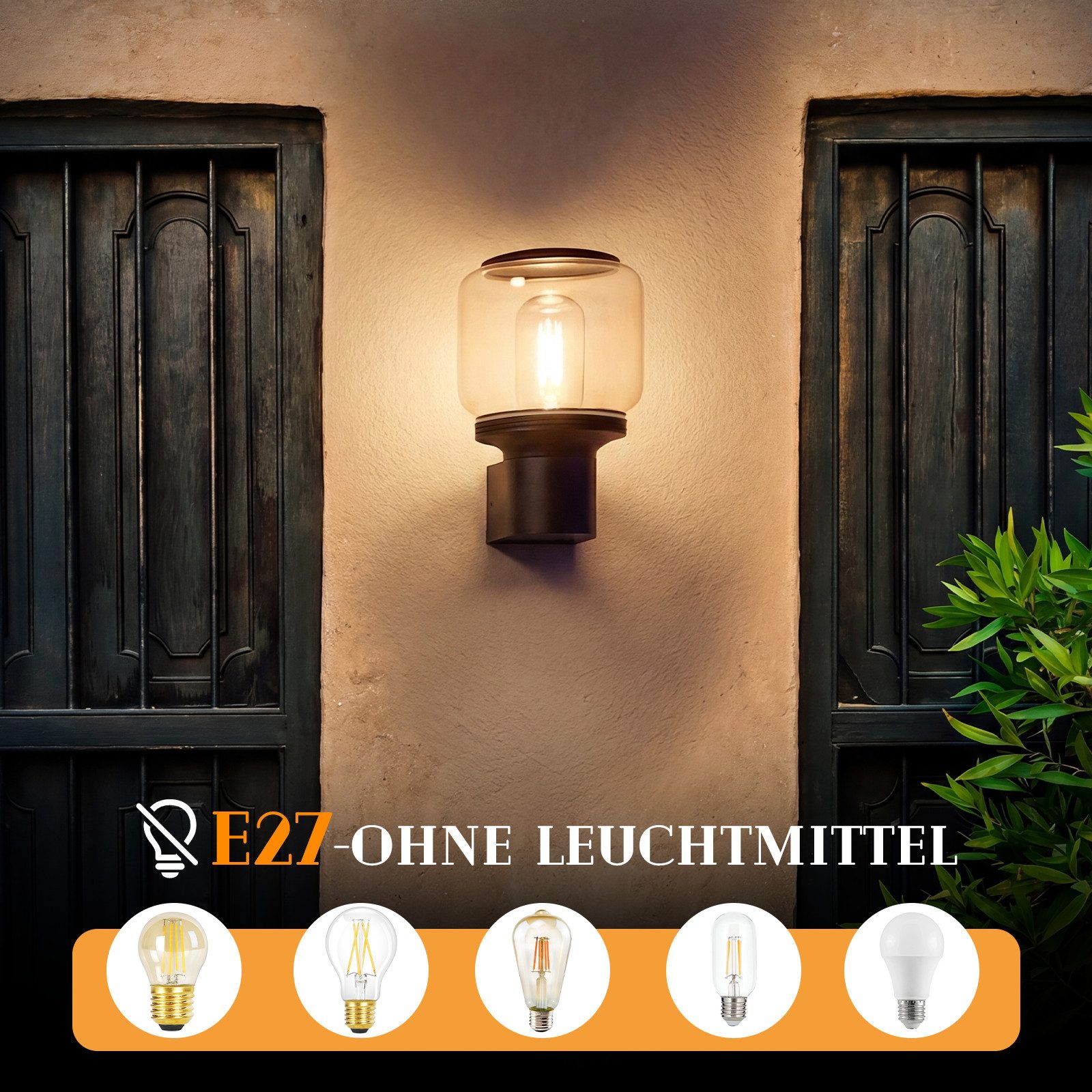 Nettlife Außen-Wandleuchte Schwarz balkon landhaus Außen Garten E27 Fassung max. 40W, ohne Leuchtmittel, für Terrasse Balkon Hauswand Garten – Bild 5 von 5