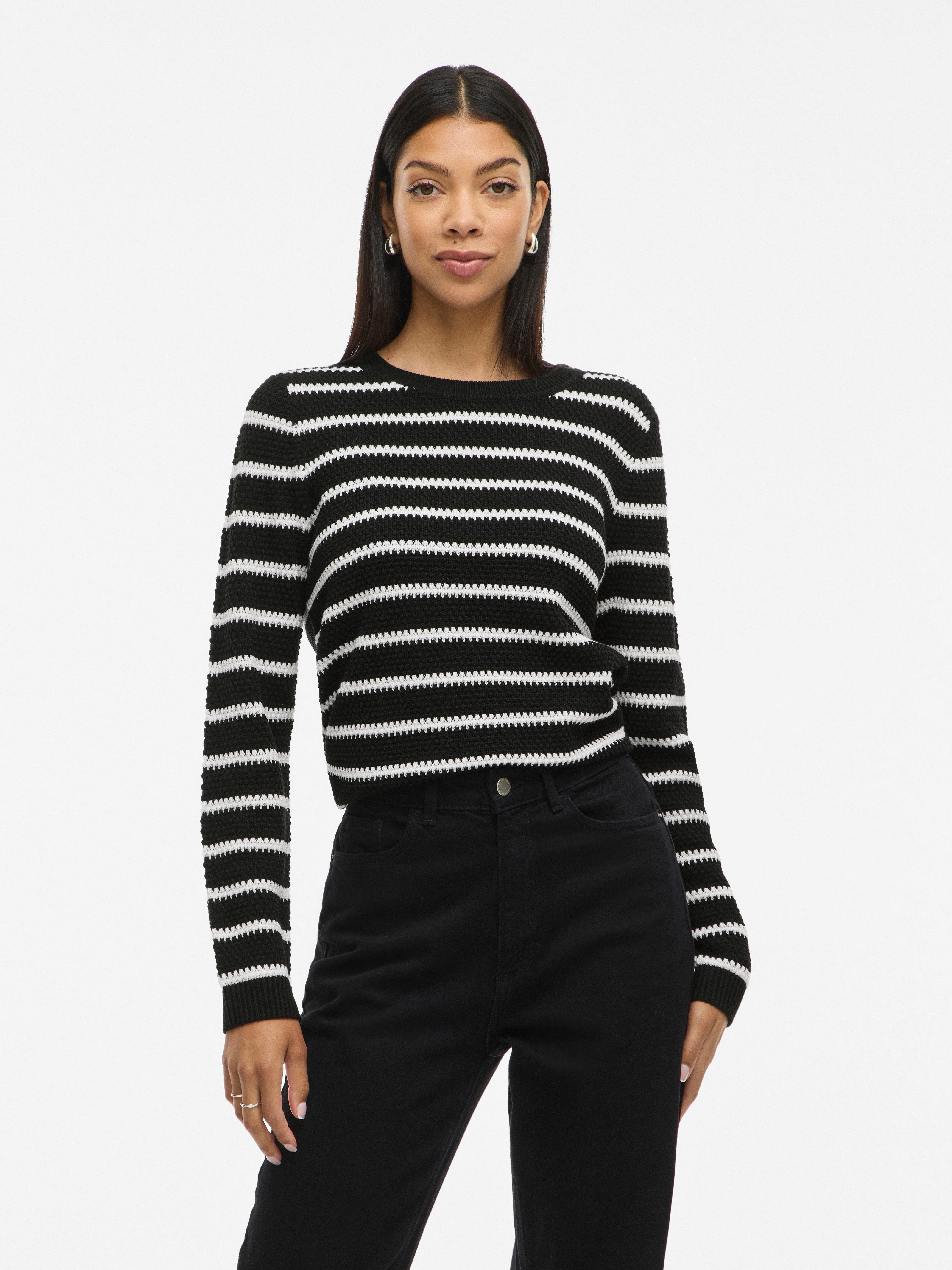 Vila Rundhalspullover VIDALO O-NECK L/S STRIPE KNIT TOP- NOOS günstig online kaufen