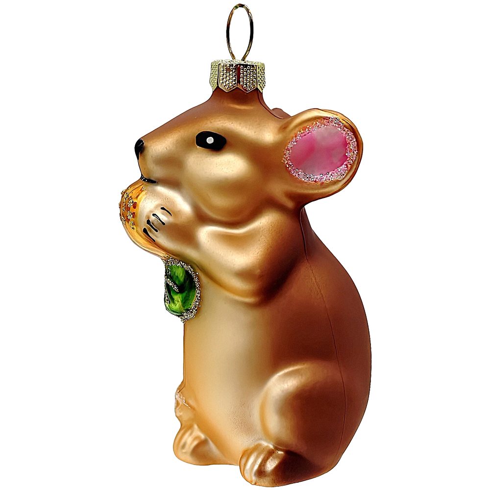 Holly & Jolly Christbaumschmuck Maus, braunes Mäuschen, 8cm (1-tlg), mundgeblasen, handbemalt