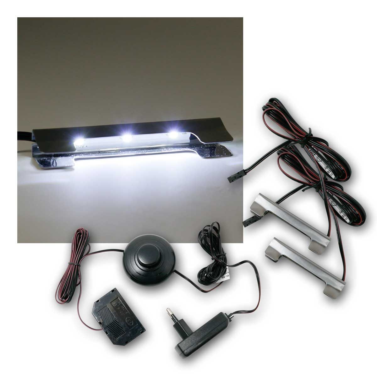world-trading-net LED Glaskantenbeleuchtung 2er SET Metall-Clip Glasbodenbeleuchtung, kw, kaltweiß