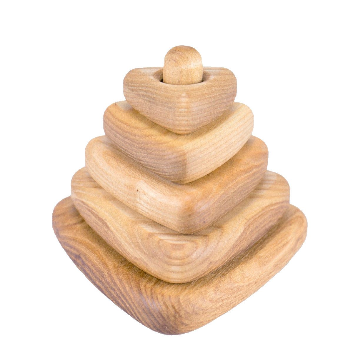 Lotes Toys Stapelspielzeug Stapelturm aus Eschenholz Pyramide 9,5 cm, (spar packung, 5-tlg), in einer kleinen Spielzeugmanufaktur von Hand gefertigt