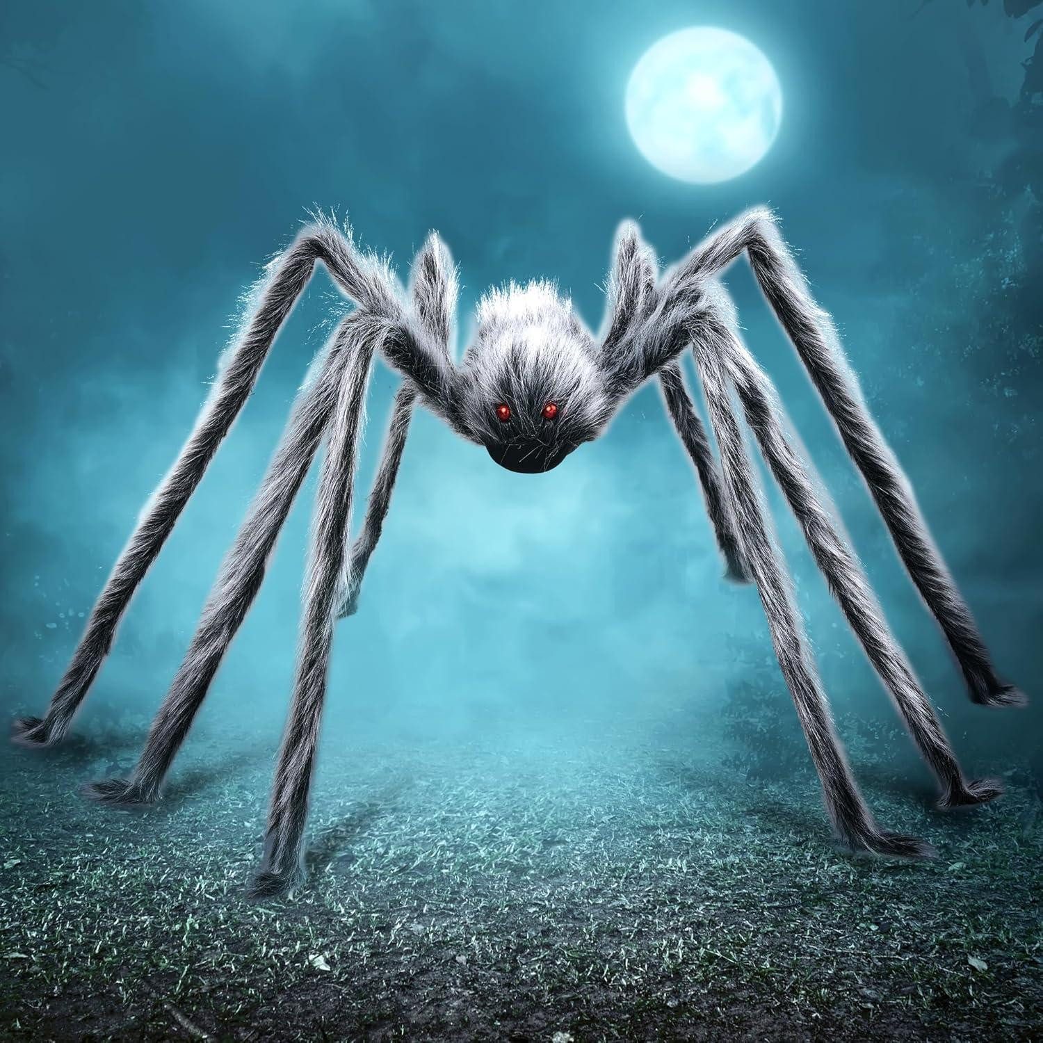 LuxusKollektion Tierfigur 150cm Halloween-Riesenspinne gruselige haarige Spinne graue Requisiten