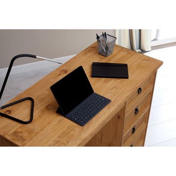 CARO-Möbel Schreibtisch SALSA, Schreibtisch Computertisch PC Bürotisch mit Schubladen Kiefer massiv M