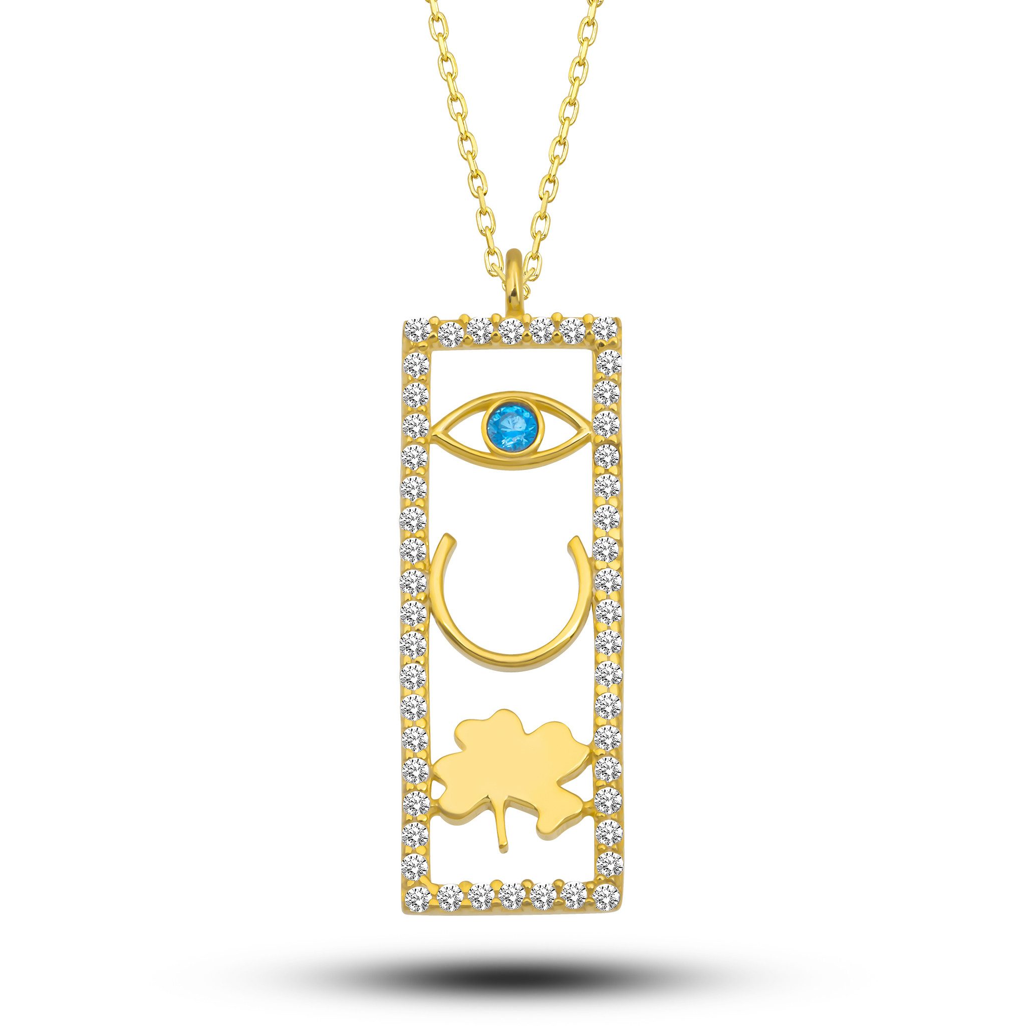 Nisan Kette und Anhänger Set, 925er Silber Halskette in Gold-Optik mit Glüc günstig online kaufen