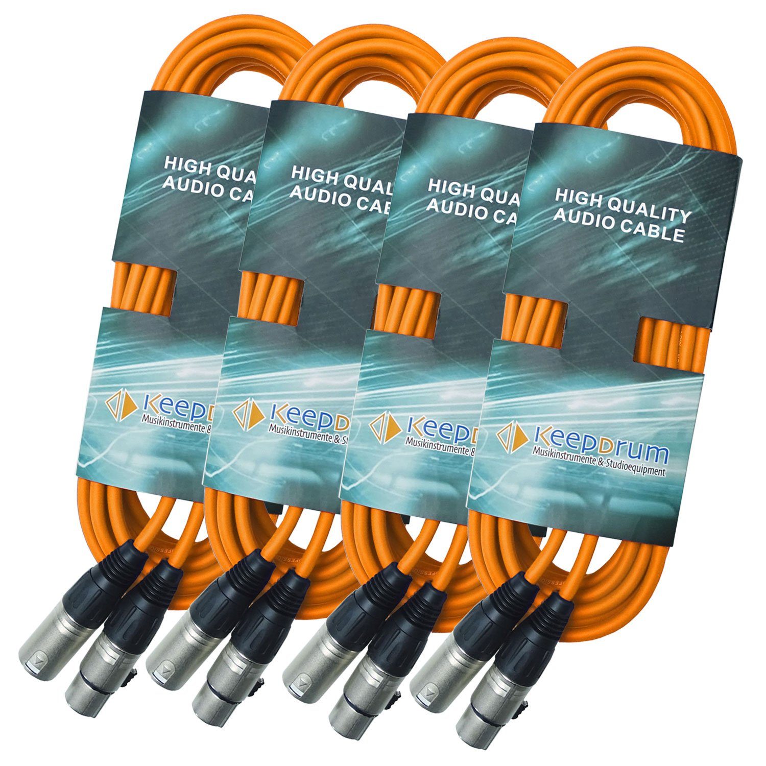 keepdrum keepdrum Mikrofonkabel XLR 3-polig 6m Orange 4 Stück Audio-Kabel, XLR, (600 cm), 4 x XLR-Kabel Orange 6 m