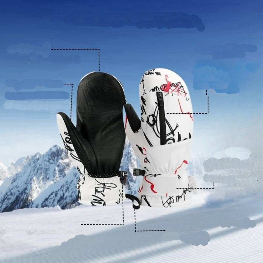 Blusmart Skihandschuhe Wasserdichte Skifäustlinge mit Innenhandschuhen (Reißverschlusstasche, Warm und bequem) Für Skiausflug, Winterhandschuhe zum Skifahren