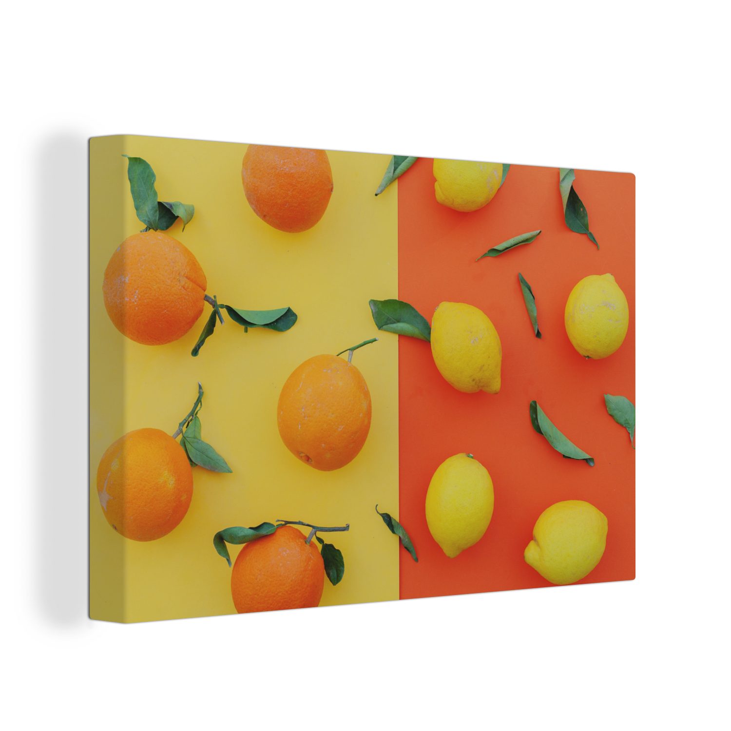 OneMillionCanvasses® Leinwandbild Orange - Zitrone - - Wanddeko, Orange, Gelb Leinwandbilder, Wandbild 30x20 Aufhängefertig, (1 cm St)