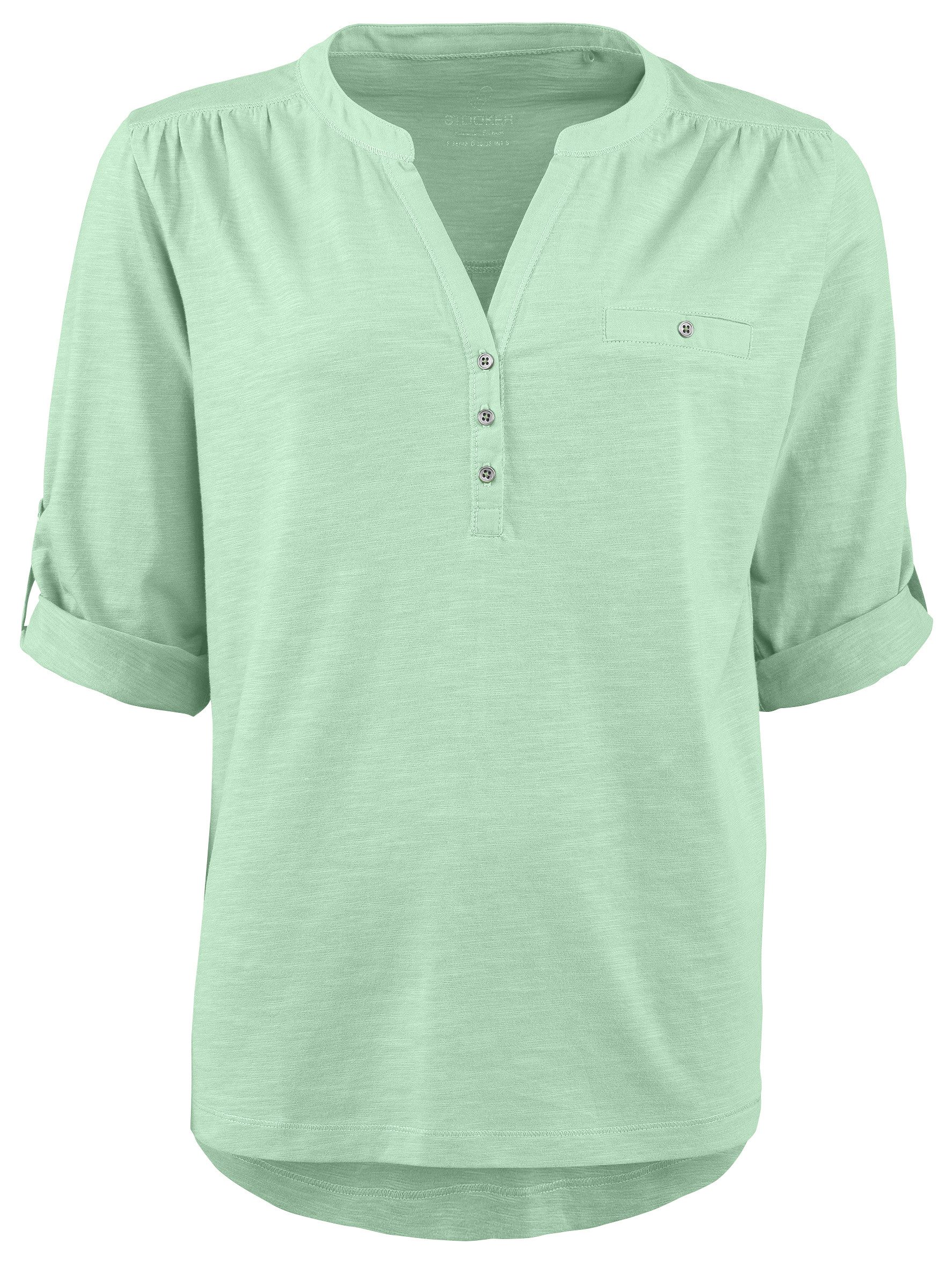 STOOKER WOMEN 3/4-Arm-Shirt MARIE T-Shirt 3/4 - Arm Regular Fit Slub Yarn Baumwolle Henley Shirt Knopfleiste für Damen