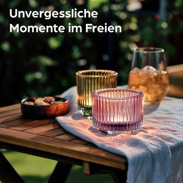 Praknu Teelichthalter Glas Set - Teelichtgläser Grün - Teelichter Glas Lila Für Tischdeko (4 St), Stabile Kerzenhalter mit Stil für Heimdekoration & Hochzeit