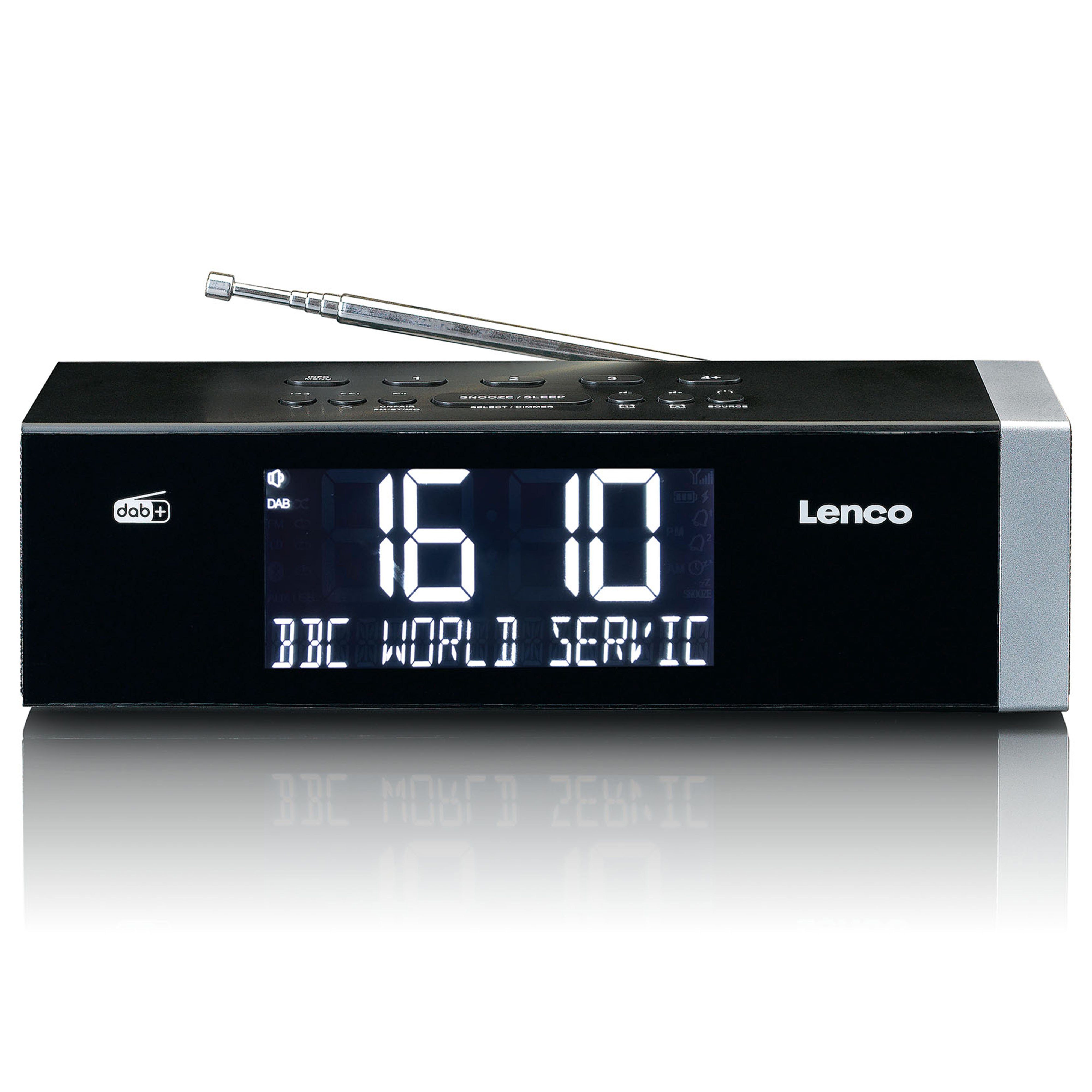 Lenco Radiowecker CR-640BK schlichtes Design, integrierte Lautsprecher & Backup-Batterie