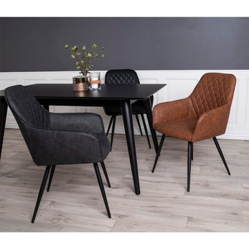 House Nordic Esszimmerstuhl Harbo Dining Chair – Esszimmerstuhl aus PU, dunkelgrau mit schwarze...