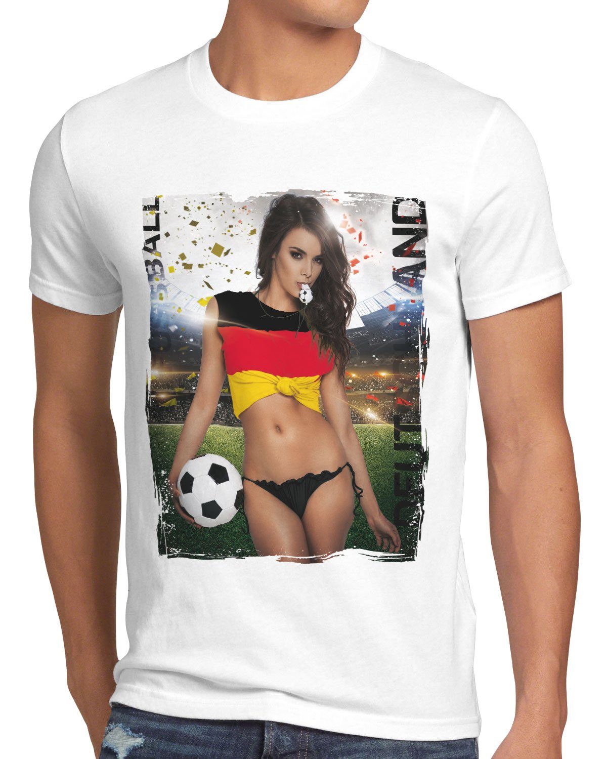 style3 Print-Shirt Herren T-Shirt EM 2022 Soccer Girl Deutschland Fußball Trikot Germany Weiss