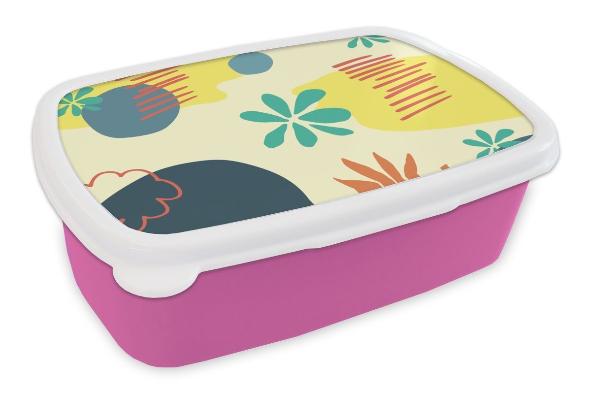 Brotdose Kunststoff, - Formen Kunststoff Erwachsene, für (2-tlg), Abstrakt, MuchoWow Sommer Lunchbox Snackbox, Mädchen, Brotbox rosa - Kinder,