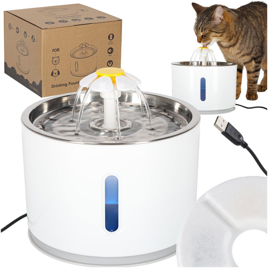 Ikonka Trinkbrunnen Automatischer Haustier-Trinkbrunnen 2,4 l USB mit LED-A günstig online kaufen