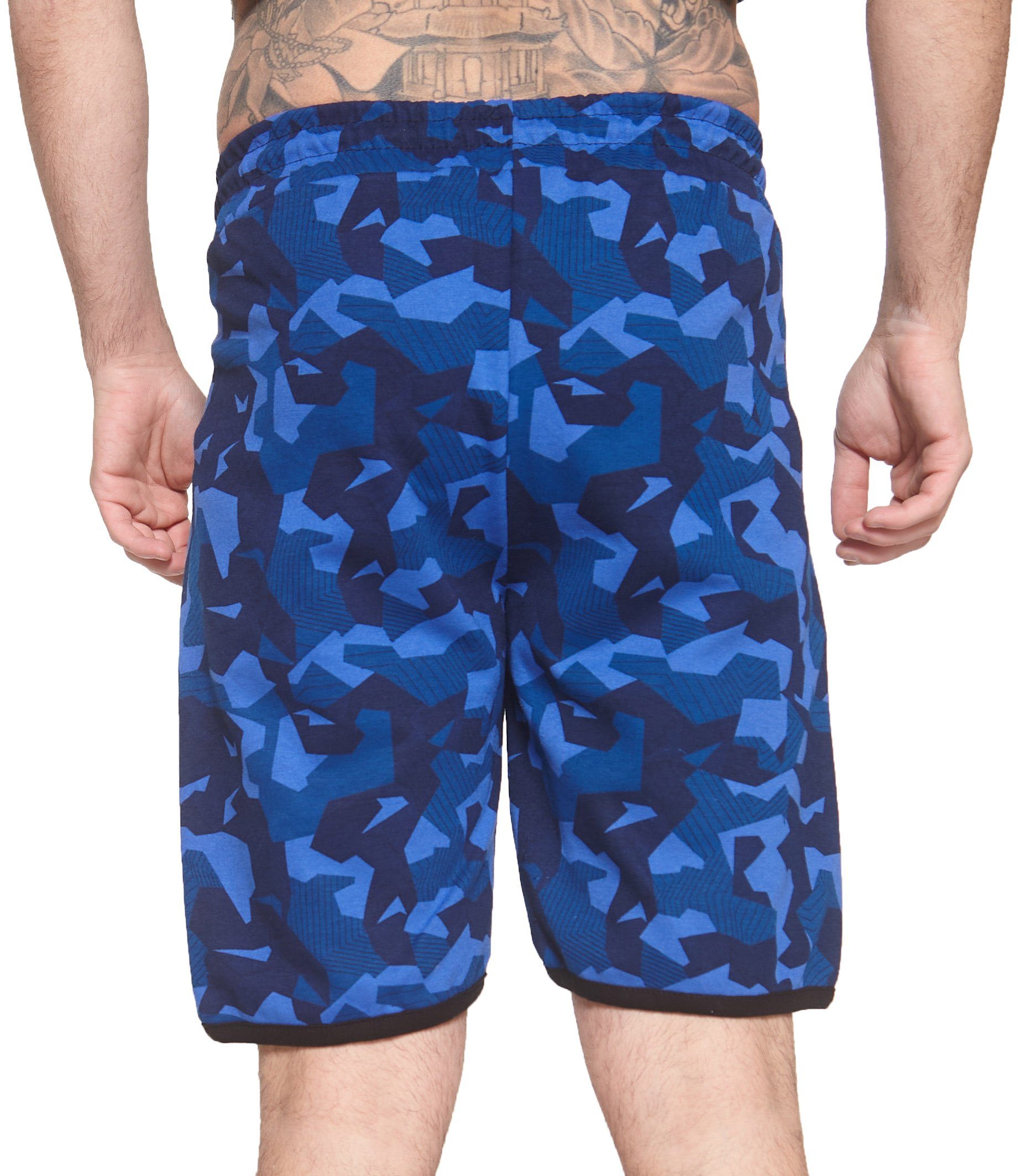 John Kayna Shorts Bermudas (Kurze Freizeit Jogging Hose Streetwear Hose Design) im Blau Jogger Casual modischem Herren Camouflage Sweatpants, Fitness 1-tlg