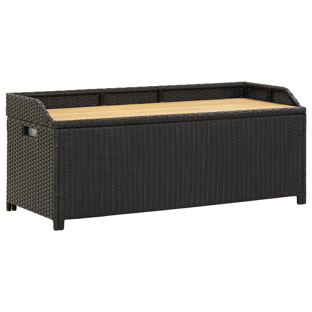 vidaXL Gartenbank 120 x 50 x 50 cm Sitzbank mit Stauraum 120 cm Polyrattan Schwarz