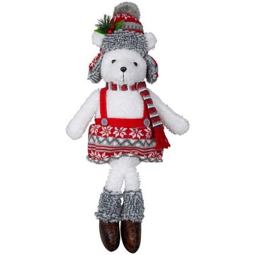 Christmas Paradise Weihnachtsfigur Eisbär 35cm (55cm) sitzend (Dekofiguren, 2 St., im Set), Teddybär Kantenhocker, Pärchen-Mann und Frau, Weihnachtsdeko Rot-Weiß