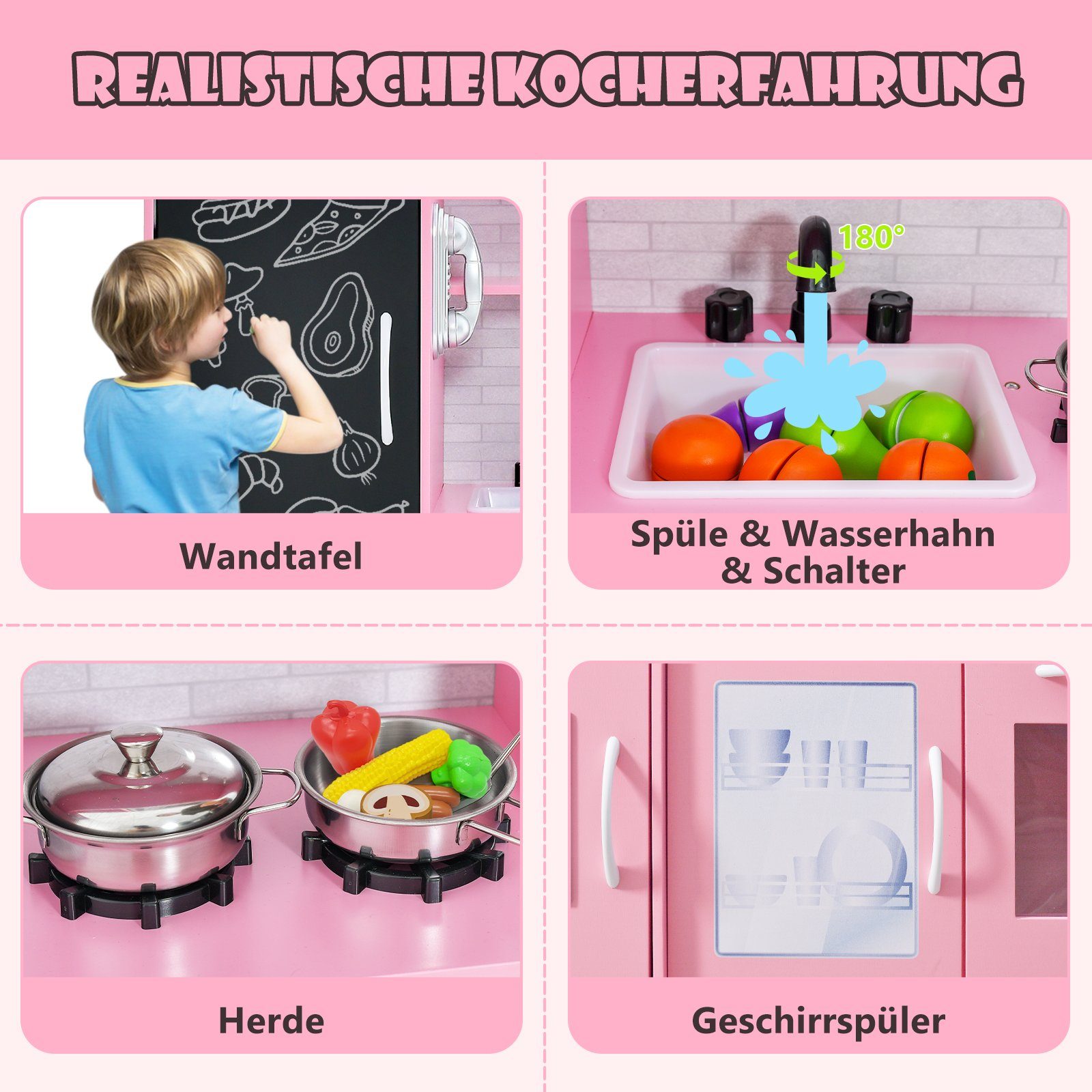 COSTWAY Spielküche Kinderküche, mit Zubehör & günstig online kaufen