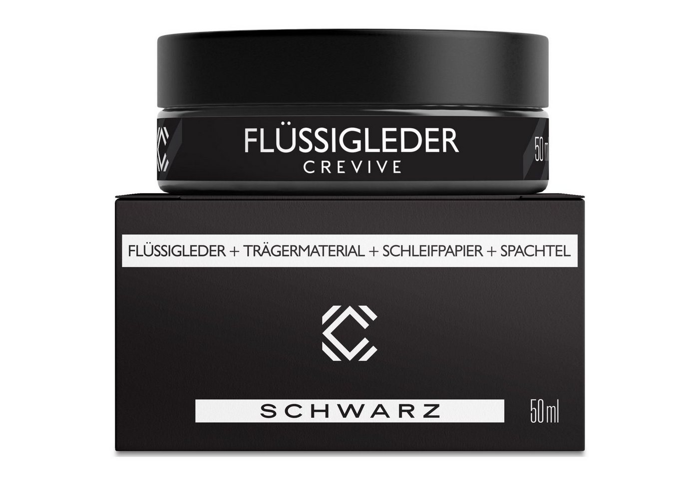 CREVIVE Flüssigleder 50 ml Lederpflege (Lederreparatur, sehr ergiebig), Leder Reparatur Set, Kunstleder Reparaturset, für Sofa, Couch, Auto