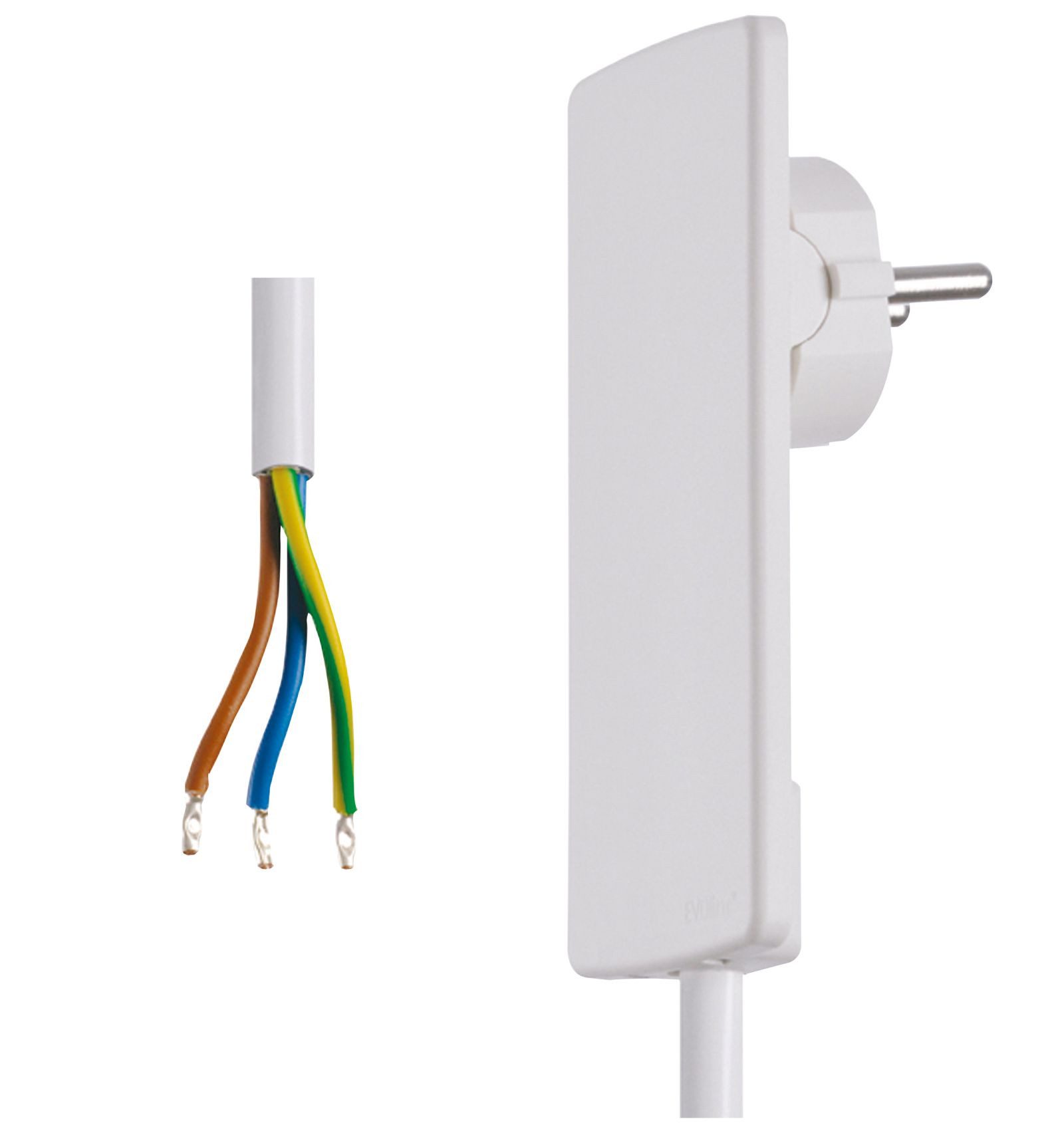 Schulte Elektrotechnik Steckdose EVOline Plug Flachstecker, Schukostecker mit 1,5m Anschlusskabel