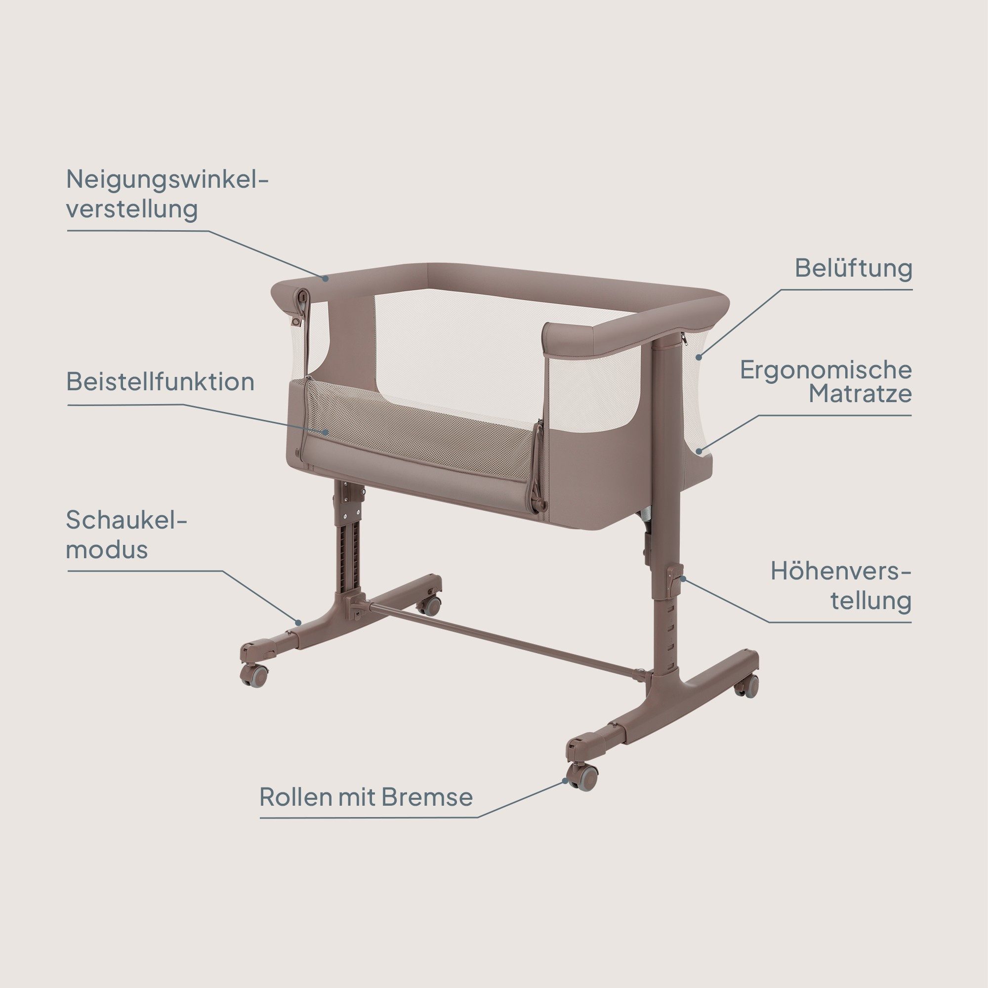 lionelo Baby-Reisebett AURORA, 3-in-1: Beistellbett, Babywiege, freistehend günstig online kaufen