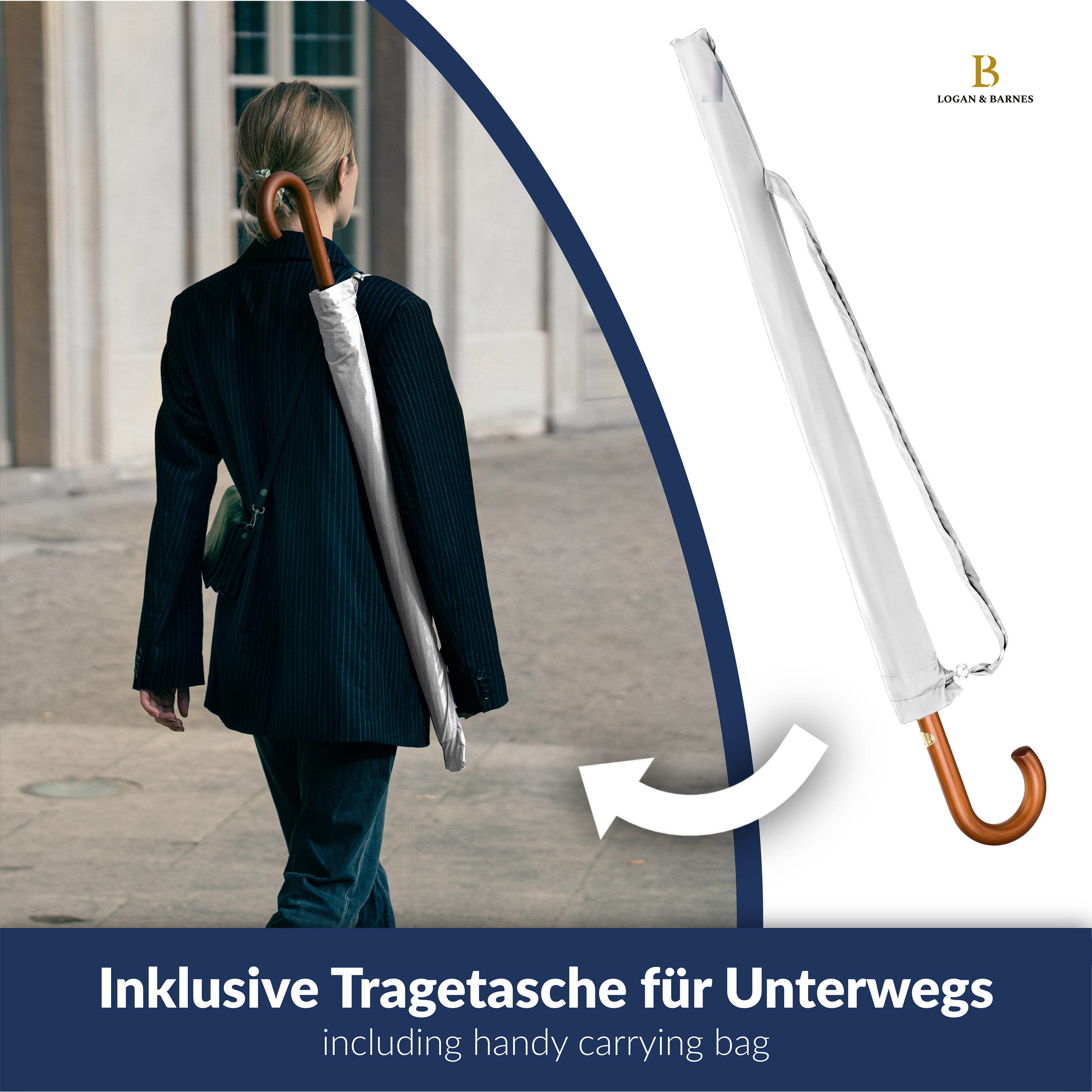 Logan & Barnes Stockregenschirm Edinburgh, Gummierte Spitze