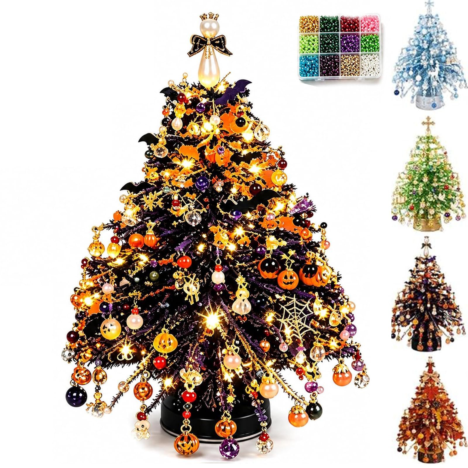 Bomiclss Kreativset DIY Perlen-Weihnachtsbaum mit LED-Licht, 3D Weihnachts-Bastelset, Weihnachtsdekoration zum Selbergestalten, tischdekoration