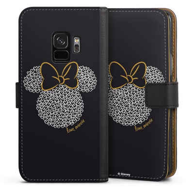 DeinDesign Handyhülle Minnie Mouse Disney Muster Minnie Black and White, Samsung Galaxy S9 Hülle Handy Flip Case Wallet Cover Handytasche Leder