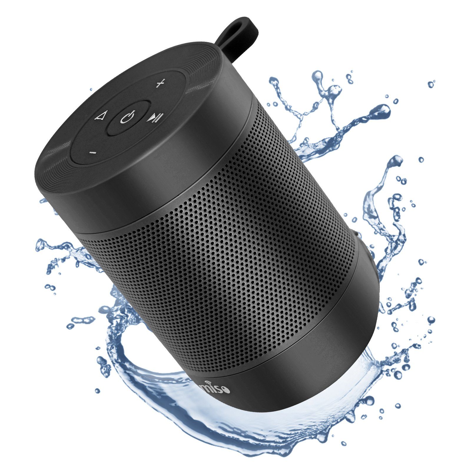 autolock Bluetooth Lautsprecher Musikbox Tragbarer Bluetooth Box mit 360° Lautsprecher (Stereo Sound,IPX7 Wasserdicht Bluetooth-Lautsprecher) black