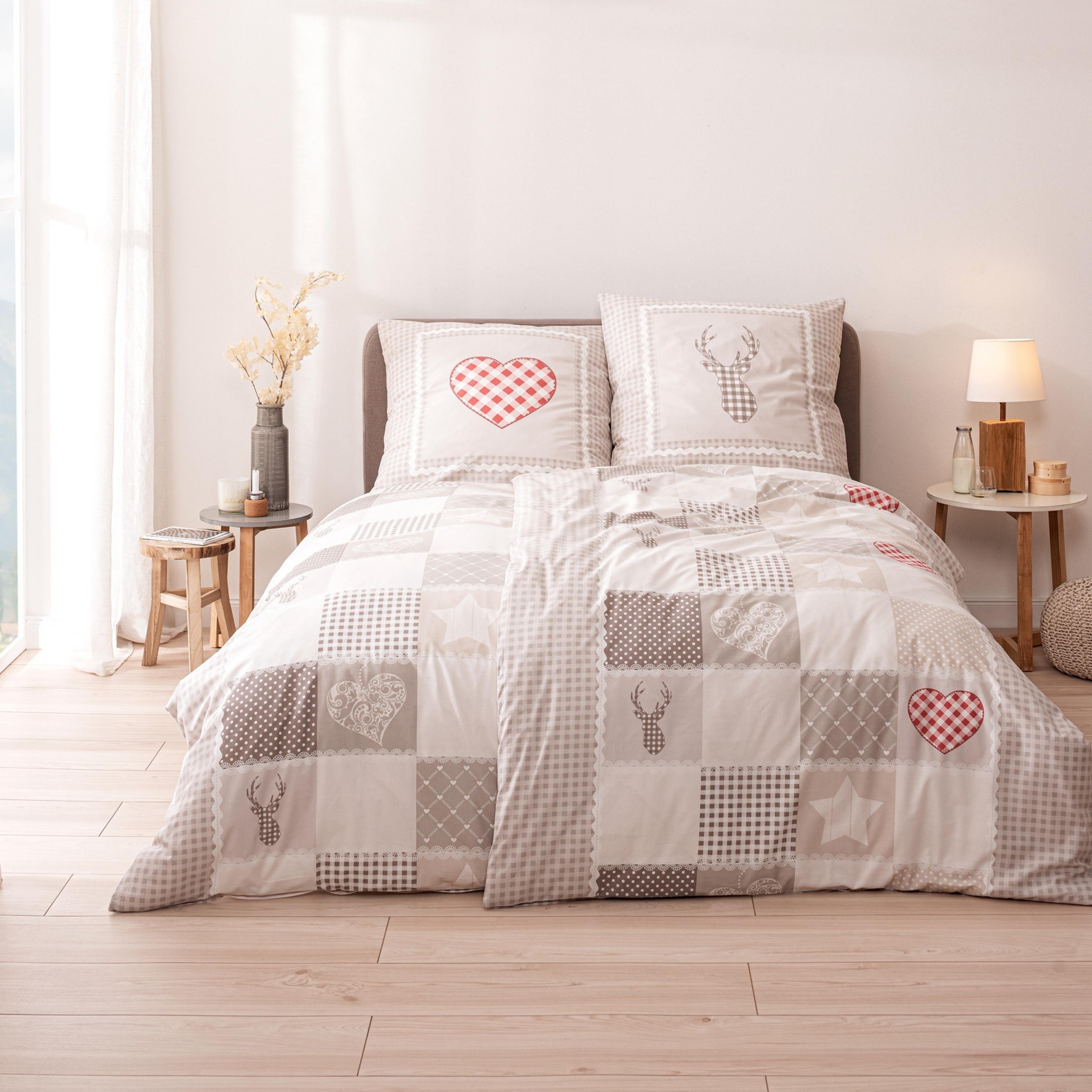 MTOnlinehandel Bettwäsche Landhaus Vintage 135x200 + 80x80 cm 2 tlg., 100% günstig online kaufen