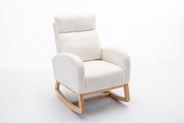 REDOM Schaukelstuhl Relaxstuhl Schaukelsessel, Teddy Fabric Upholstered Rocking Chair, Für Wohnzimmer/Schlafzimmer