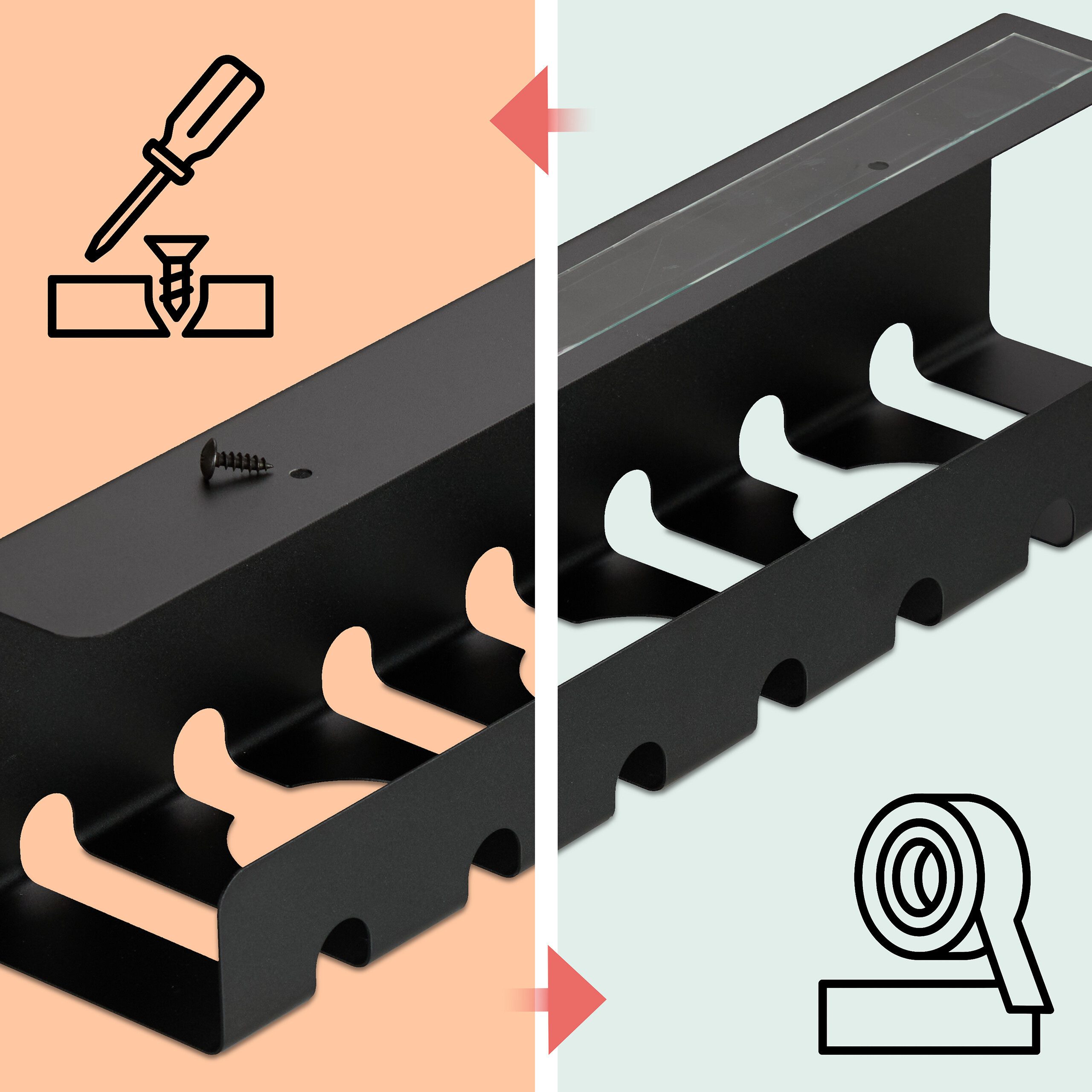 relaxdays Kabelkanal für Schreibtisch 2er Set (Set, 2-St., 2er), schwarz