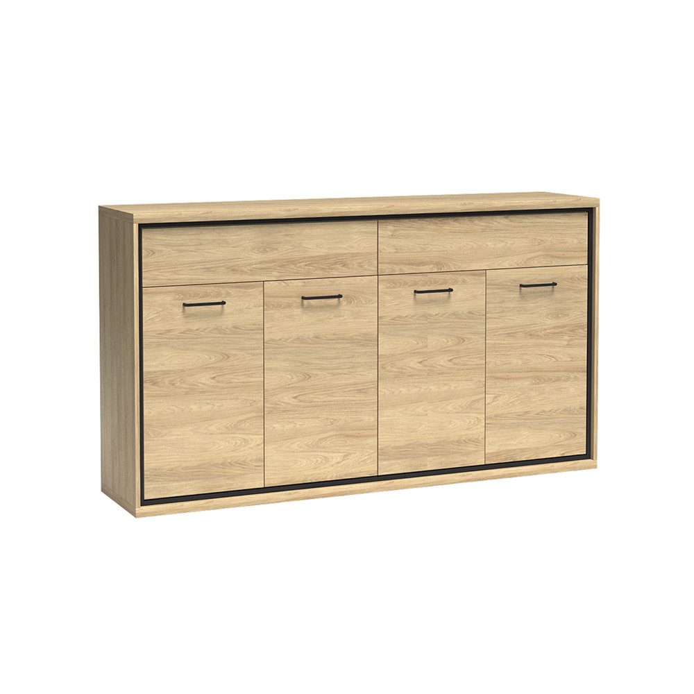 Lomadox Kommode MEGARA-161, Kommode Highboard Anrichte Schrank modern in Eiche mit Hickory Design